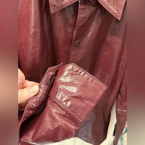 Copper Key Burgundy Leather Shirt Jacket - Picture 5 of 10